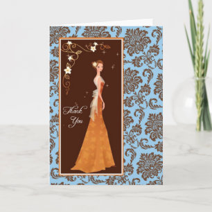 Damask Bridal Shower Thank You Card
