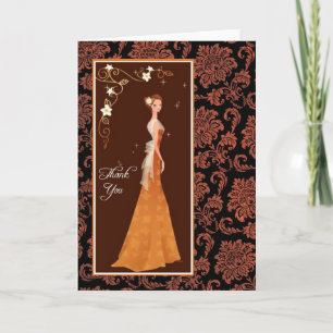 Damask Bridal Shower Thank You Card