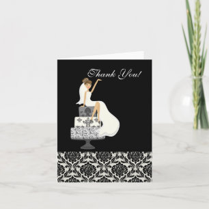 Damask Bride Bridal Shower Thank You Note Card