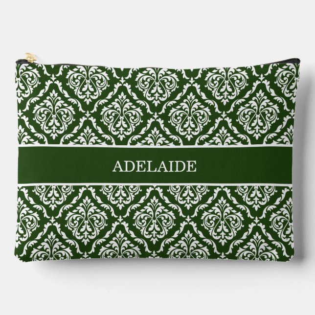 Damask Bride Tribe Bridal Party Hunter Green Accessory Pouch (Front)