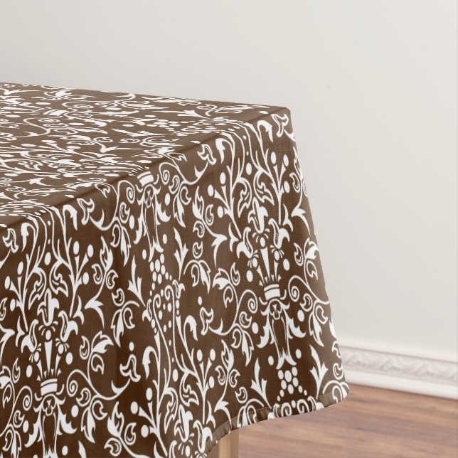 Damask Brown & White Tablecloth (In Situ)