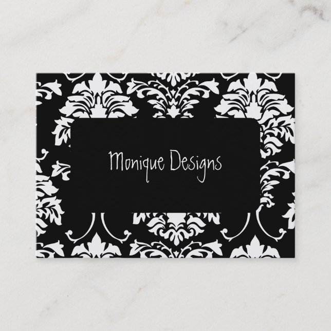 Damask business card black and white (Front)
