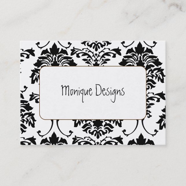 Damask business card black and white (Front)