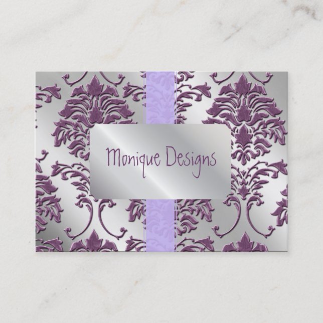 Damask business card, brushed steel card (Front)