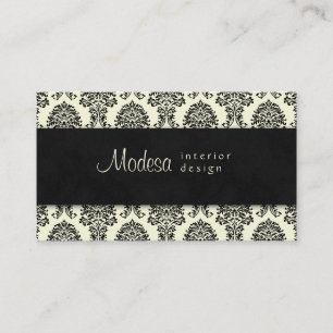Damask Business Card Interior Design Cream Black