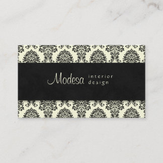 Damask Business Card Interior Design Cream Black