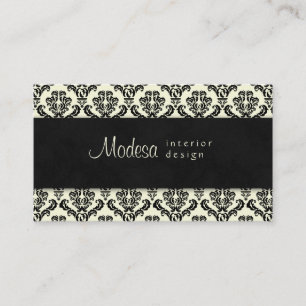 Damask Business Card Interior Design Cream Black 2