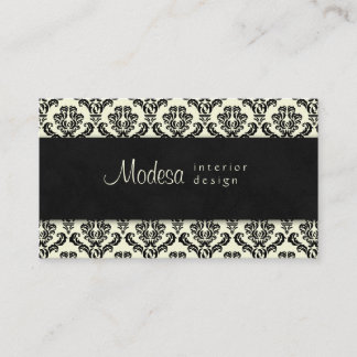 Damask Business Card Interior Design Cream Black 2