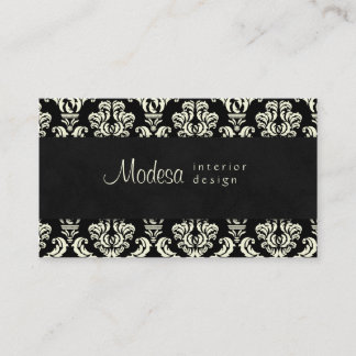 Damask Business Card Interior Design Cream Black 3
