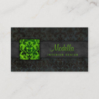 Damask Business Card Interior Design Lime