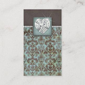 Damask Business Card Jewellery Heart Diamonds