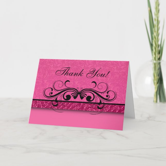 Damask Butterfly Thank You Card (Front)