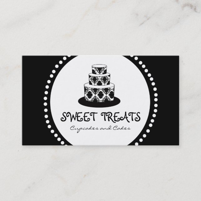 Damask Cake Bakery Business Cards (Front)