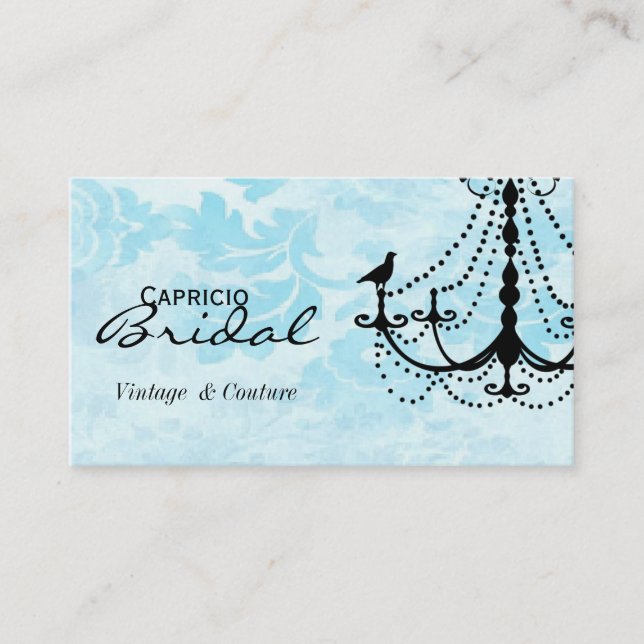 Damask Chandelier Business Card-Aqua 2 Business Card (Front)