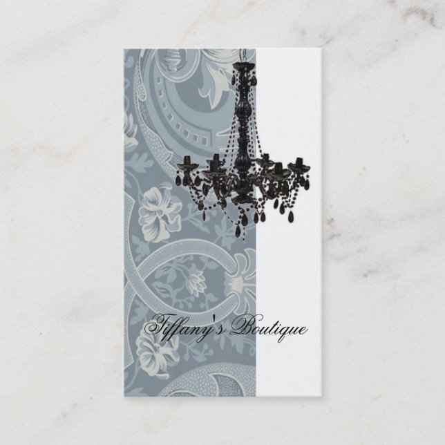 damask chandelier fashion beauty SPA Business Card (Front)