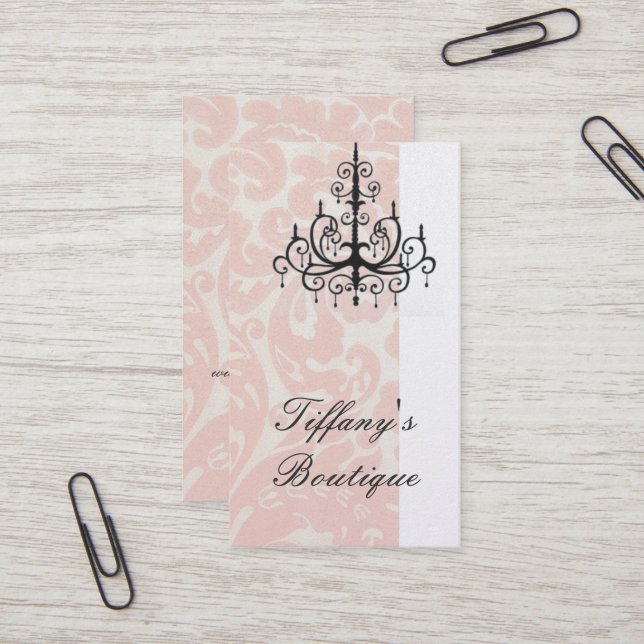 damask chandelier fashion beauty SPA Business Card (Front/Back In Situ)