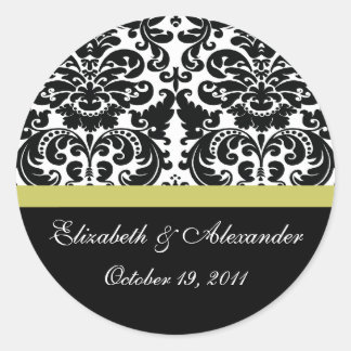 Damask Chartreuse Green Bridal Shower Sticker