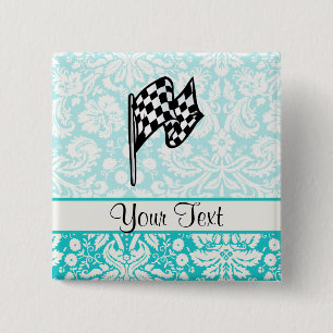 Damask Chequered Flag. 15 Cm Square Badge