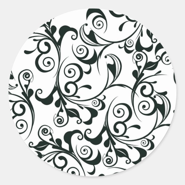 Damask Classic Round Sticker (Front)