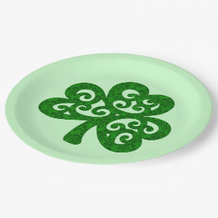 Damask Clover Paper Plate