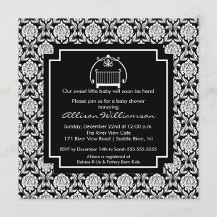 Damask Crib Baby Baby Shower Invitation