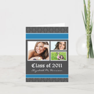 Damask Custom Graduation Announcement (blue)