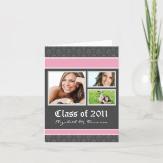 Damask Custom Graduation Announcement (pink)