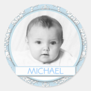 Damask Customisable Round Sticker