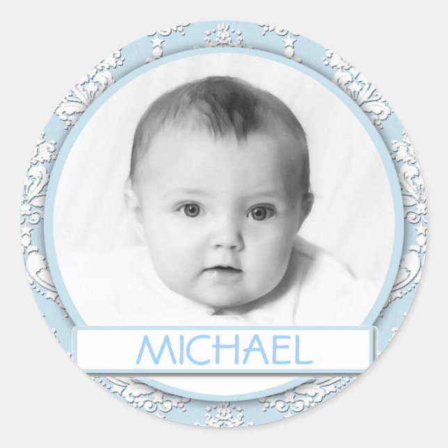 Damask Customisable Round Sticker (Front)