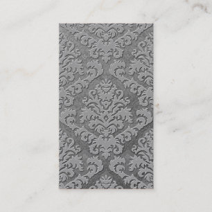 Damask Cut Velvet, Double Damask Monotone in Grey Business Card