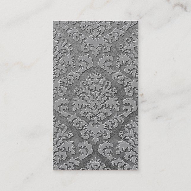 Damask Cut Velvet, Double Damask Monotone in Grey Business Card (Front)
