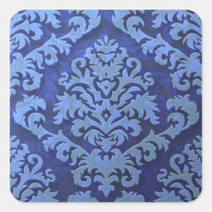 Damask Cut Velvet, Embossed Leaves Square Sticker