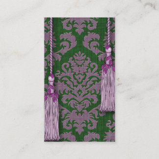Damask Cut Velvet, Tassels & Leaves Business Card