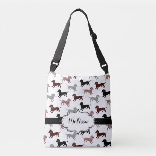 Damask Dachshunds Custom Retro Crossbody Bag