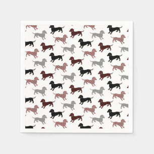 Damask Dachshunds Holiday Pattern Napkin