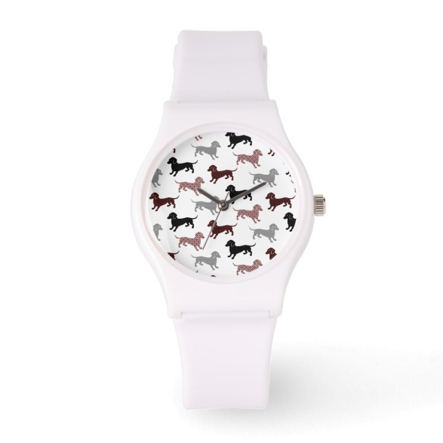 Damask Dachshunds Holiday Pattern Watch (Front)