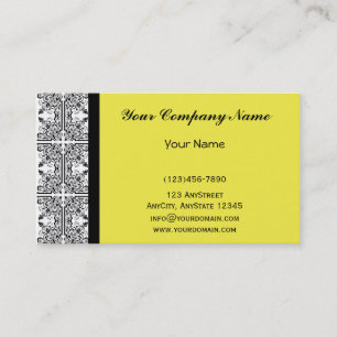 Damask Delight in Lemon Yellow Business Card