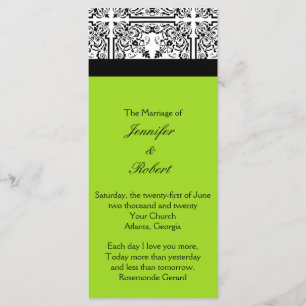 Damask Delight in Lime Green Wedding Program Programme
