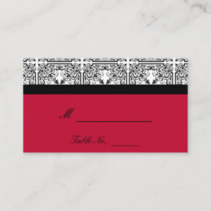 Damask Delight in Scarlet Red Wedding Place Cards