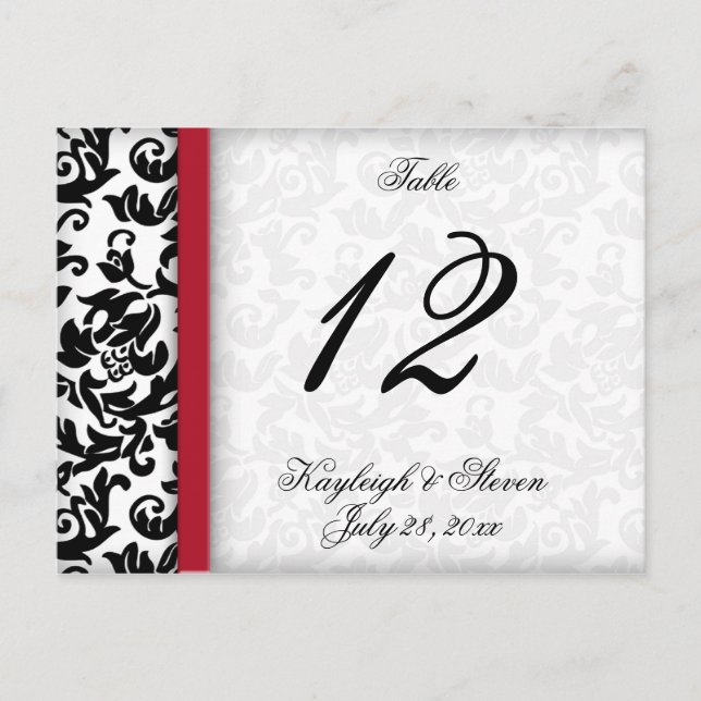 Damask Delight Table Number Postcard (Front)