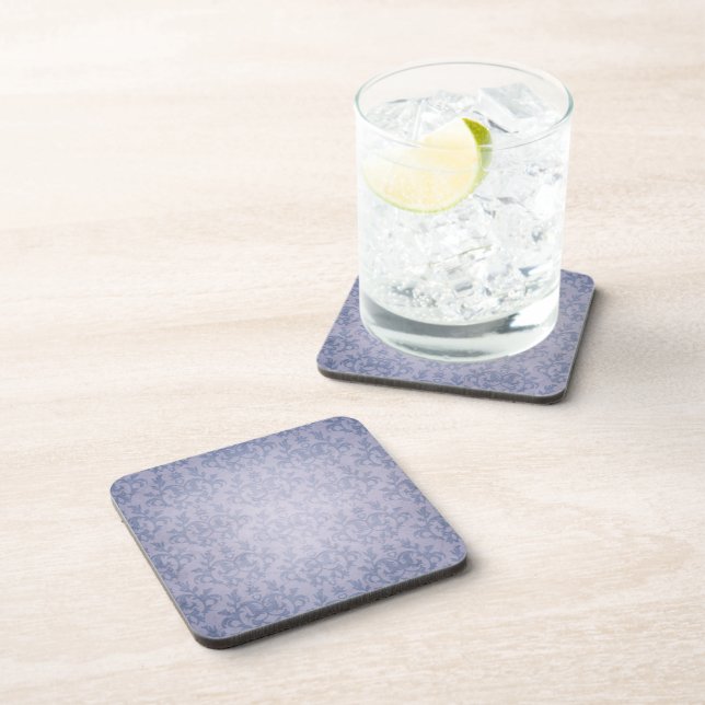 Damask denim blue Kangaroo Paws set of 6 coasters (Right Side)