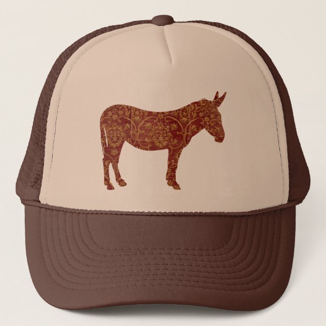 Damask Donkey Silhouette Lid Trucker Hat (Front)