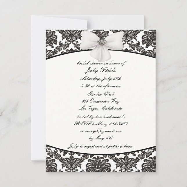 Damask Elegance Wedding Bridal Shower Invitations (Front)