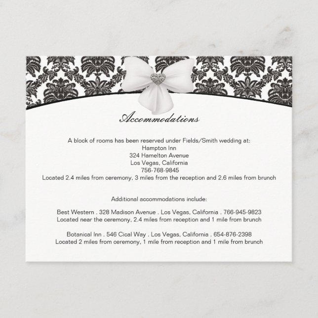 Damask Elegance Wedding Enclosure Cards (Front)