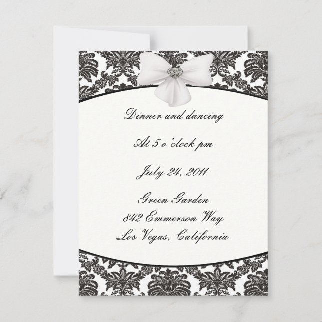 Damask Elegance Wedding Reception Cards (Front)