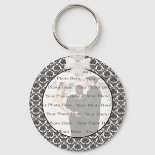 Damask Elegance Wedding Round Key Chain