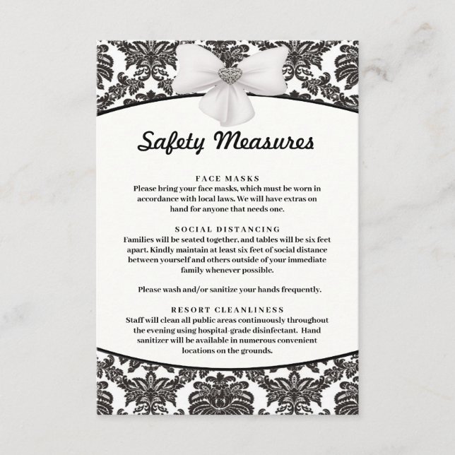 Damask Elegance Wedding Safety Measures Enclosure Card (Front)