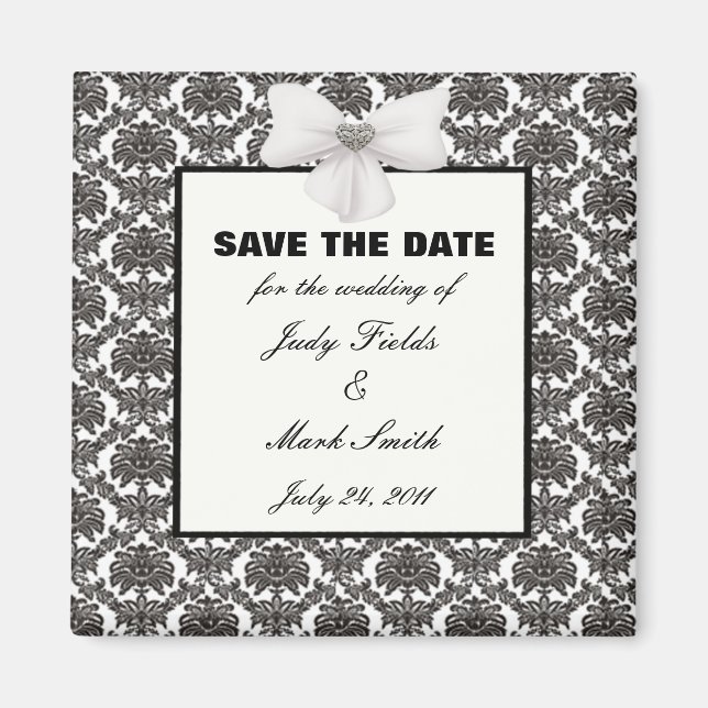 Damask Elegance Wedding Save The Date Magnet (Front)