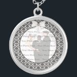 Damask Elegance Wedding Silver Round Necklace<br><div class="desc">Personalise this pretty necklace to have as wedding favours at your wedding reception or to have one yourself as a remembrance of your special day. This necklace is also the perfect gift for the bride at her bridal shower. Personalise by adding your photo.</div>
