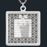 Damask Elegance Wedding  Silver Square Necklace<br><div class="desc">Personalise this pretty necklace to have as wedding favours at your wedding reception or to have one yourself as a remembrance of your special day. This necklace is also the perfect gift for the bride at her bridal shower. Personalise by adding your photo.</div>